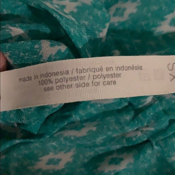 Aeropostale Diamond Patterned Racerback Tank Top Aquamarine White Extra Small XS - Picture 4 of 4